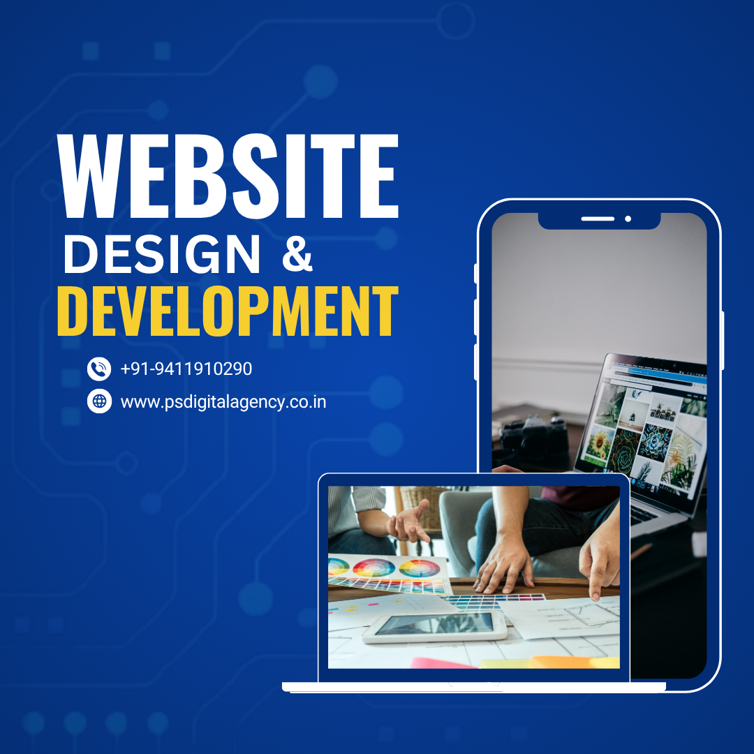 yellow and blue web development facebook post